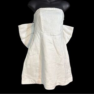 DISSH Aisle White Linen Back Bow Mini Dress size 4